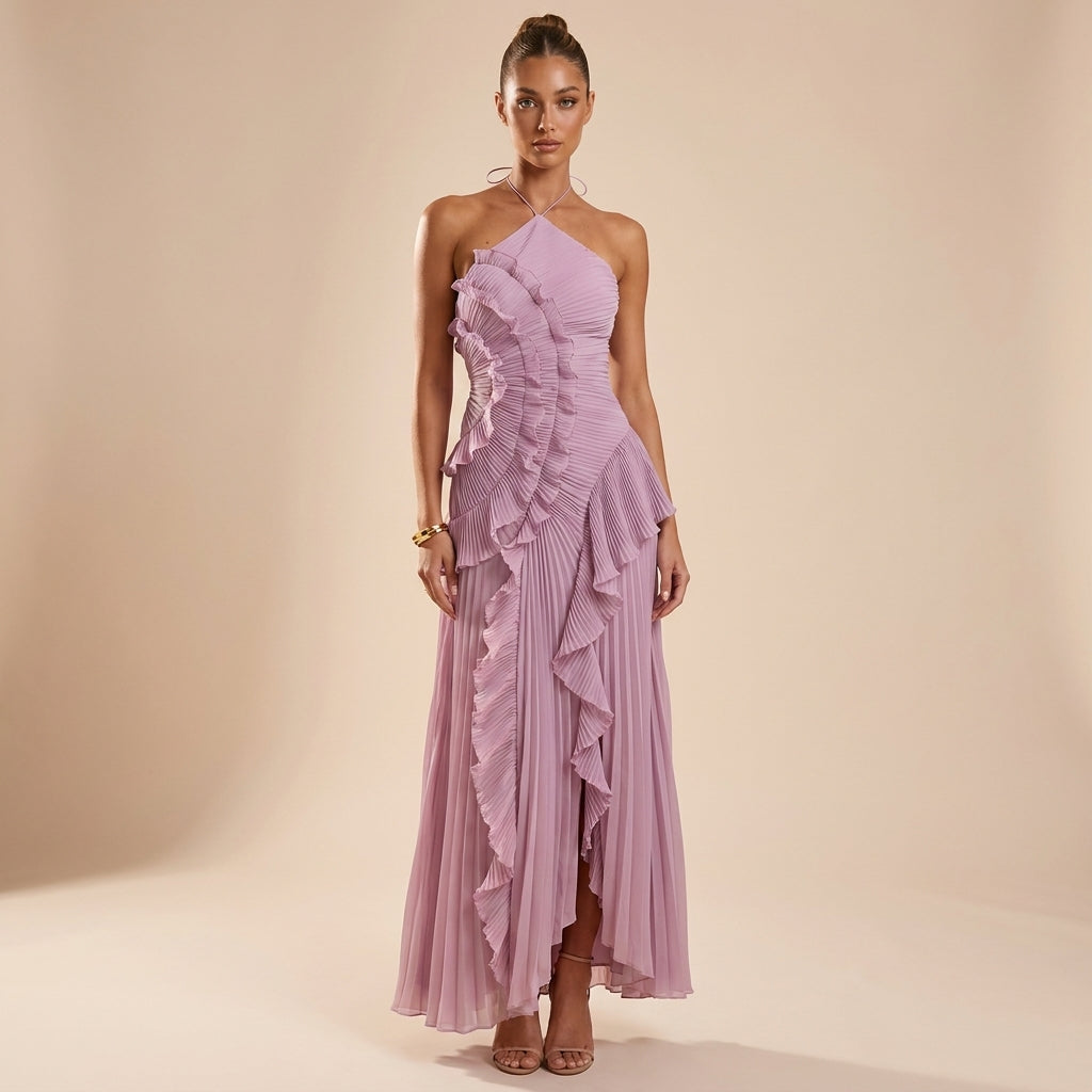 Strapless Ruffle Maxi Dress with Textured Layers – amysaint