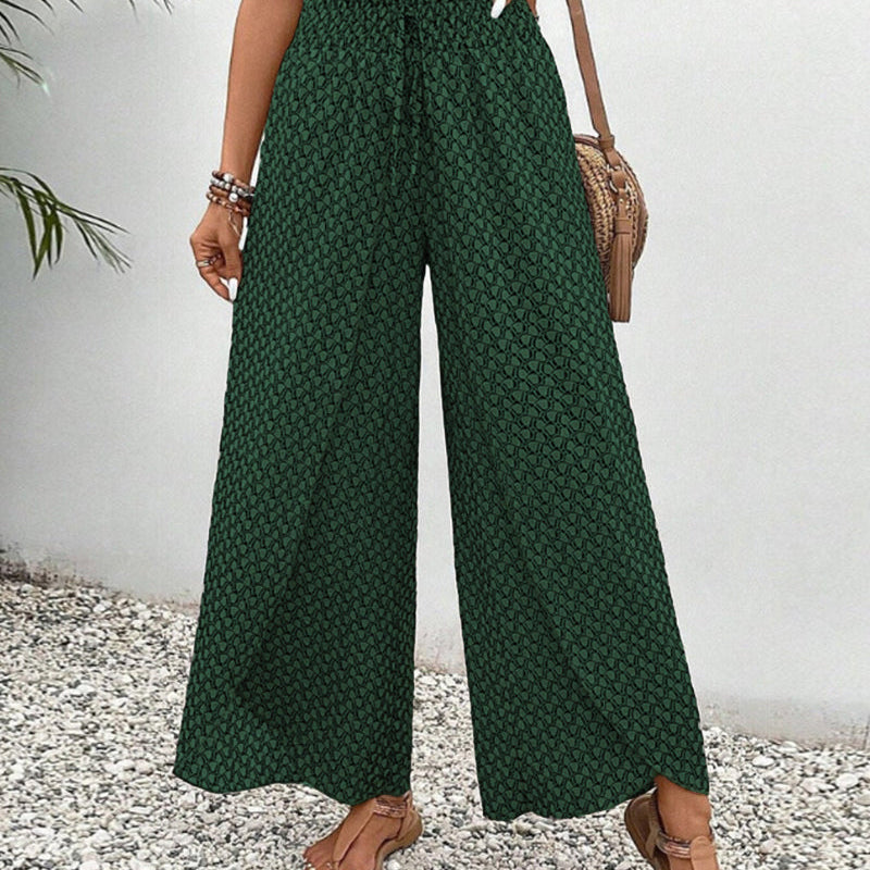 Women’s Wide-Leg Palazzo Trousers - Light Printed Weave