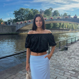 Off Shoulder Crop Top – Textured Puff Sleeve Blouse