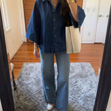 Oversized Denim Cape Shirt – Relaxed Fit Button Top