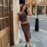 Fitted Contrast Trim Knit Top for Vintage Chic Style