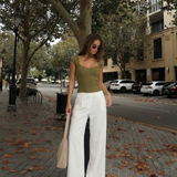 Ribbed Square Neck Top – Fitted Short Sleeve Knit