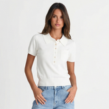 Classic Button Knit Polo Top – Slim Fit Short Sleeve Shirt