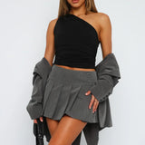 One Shoulder Ruched Burgundy Crop Top