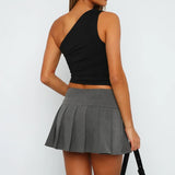 One Shoulder Ruched Burgundy Crop Top