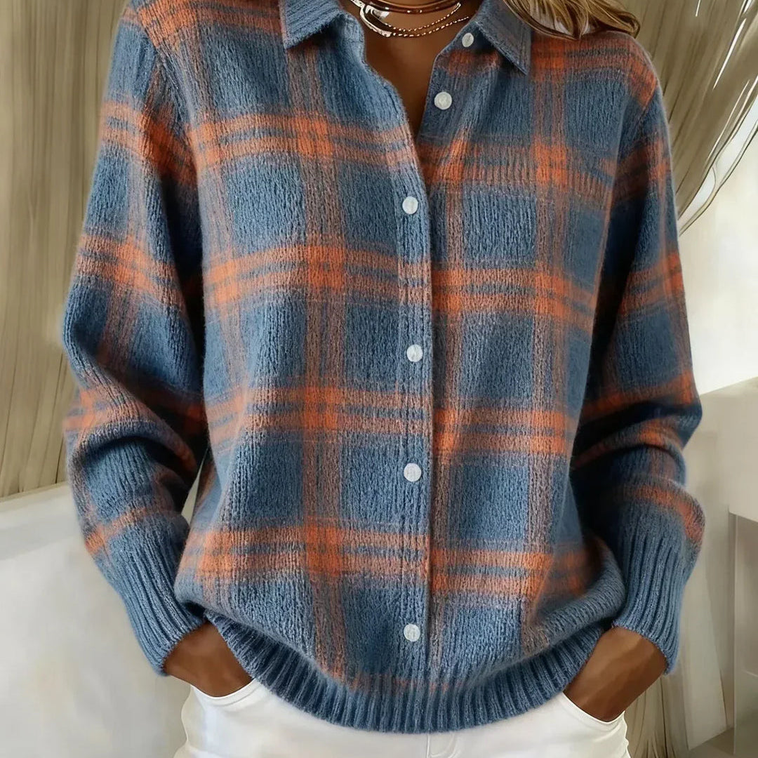 PLAID KNIT CARDIGAN