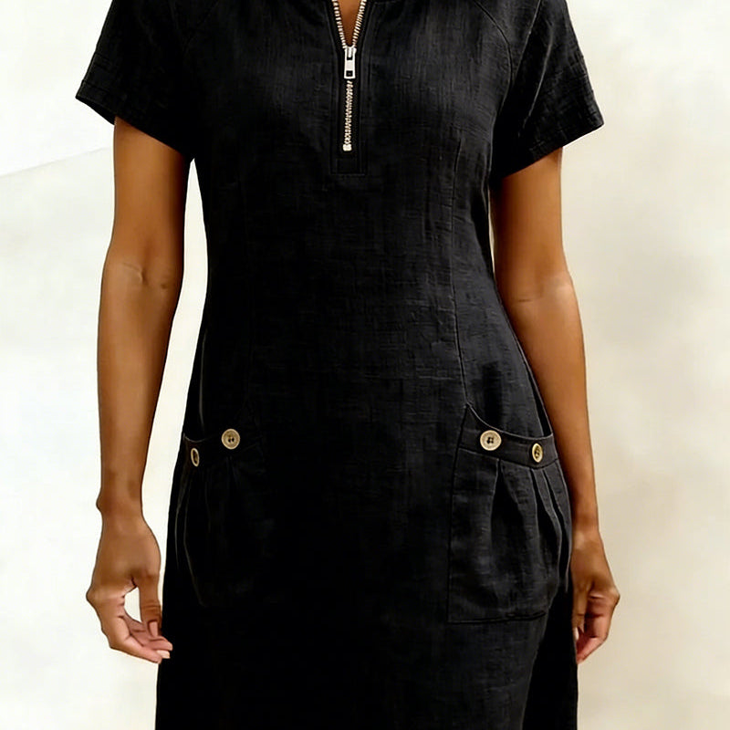 Cotton Linen A-Line Dress for Women