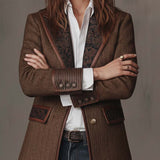 Women's Herringbone Printed Panel Blazer