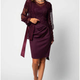 Burgundy Lace Belted Sweater