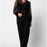 Black Lace Belted Sweater