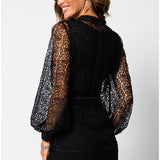 Black Lace Belted Sweater