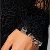 Black Lace Belted Sweater