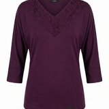 Bordeaux Lace Trim Blouse