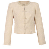 Ivory Jacquard Blazer with Pearl Details