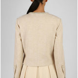 Ivory Jacquard Blazer with Pearl Details
