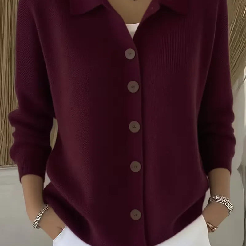 BUTTON-FRONT KNIT CARDIGAN