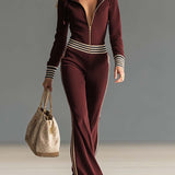 Women's Zip Front Wide Leg Jumpsuit