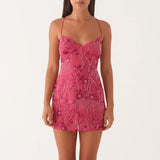 Elegant Floral Embroidered Mini Dress for Women