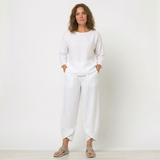 Women’s High-Waisted Tulip Hem Trousers - Lightweight Linen