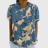 Women's Floral Short Sleeve Linen Shirt