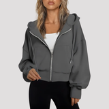 Women's Oversized Cropped Zip Up Hoodie