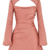 Cut Out Long Sleeve Mini Dress – Fitted Party Dress