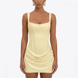 Women's Draped Satin Mini Dress