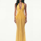 Amysaint Mattey Sheer Maxi Dress In Yellow