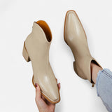 Women's Elegant Leather Heel Boots