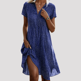 Women's Collared Polka Dot Midi Dress
