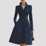 Elegant Double Breasted Long Sleeve Coat Dress