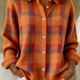 PLAID KNIT CARDIGAN