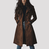 Women's Longline Suede Trench Coat