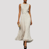 Women's Sleeveless Polka Dot Maxi Dress