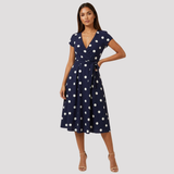 Women's Wrap Polka Dot Midi Dress