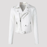 Women's Cropped Faux Leather Biker Jacket