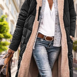 Women Reversible Hooded Cashmere Blend Winter Jacket