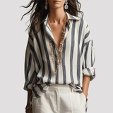 Women's Relaxed Fit Striped Linen Shirt