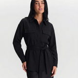 Belted Utility Shirt Jacket – Structured Long Sleeve Top