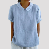 Women's Relaxed Fit Collared Linen Shirt