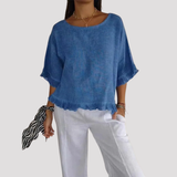 Women's Frill Trim Relaxed Fit Linen Shirt
