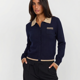 Collared Zip Knit Sweater for Sporty Elegant Style
