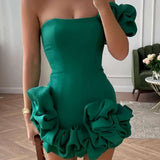 Strapless Ruffle Mini Dress – Fitted Flirty Party Dress