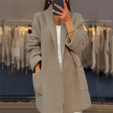 Women's Longline Ribbed Knit Open-Front Cardigan