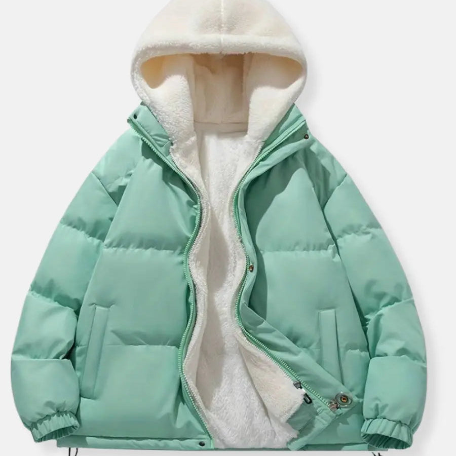 Women's Quilted Winter Jacket with Adjustable Hood