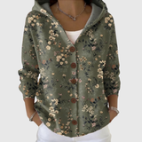 Floral Button-Up Hooded Cardigan
