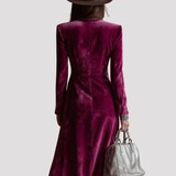 Double Breasted Velvet Midi Blazer Dress
