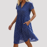 Women's Collared Polka Dot Midi Dress