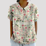 Women's Floral Short Sleeve Linen Shirt
