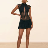 Amysaint Rory Lace Up Dress In Black